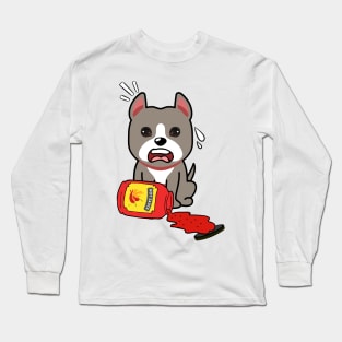 Cute grey dog Spills Hot Sauce Tabasco Long Sleeve T-Shirt